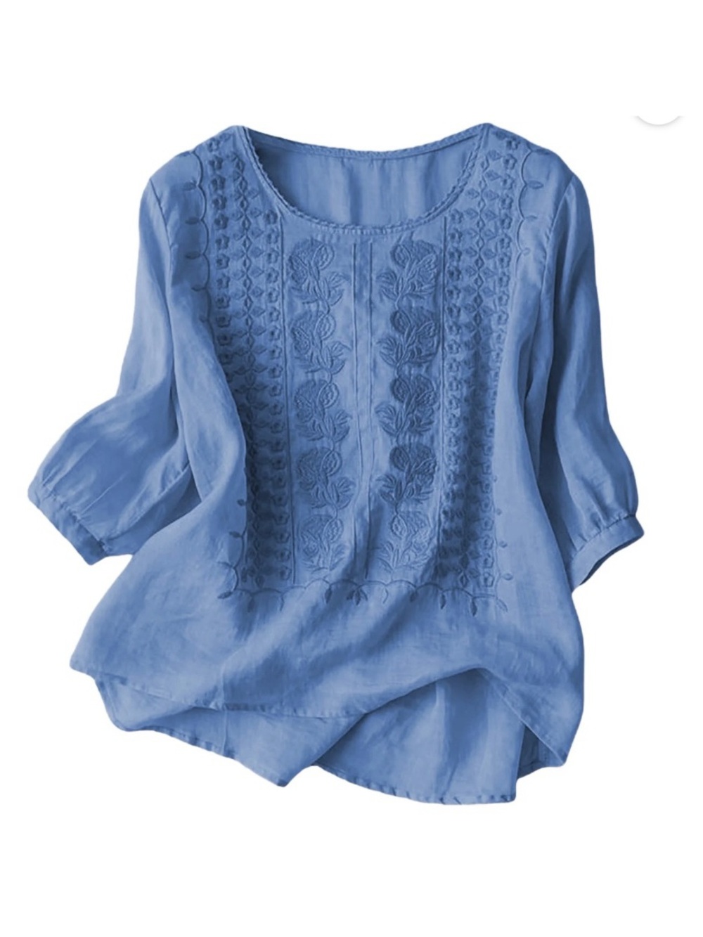 Sweet Home Farm Casual Linen Blend Tee Lightweight Oversized Summer Blue Medium